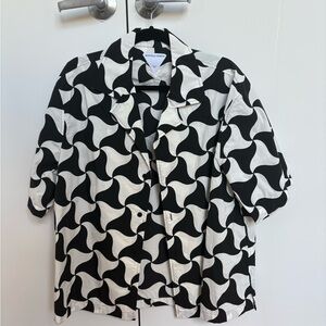 Bottega Veneta Black and White Casual Button Down Shirt